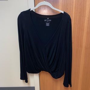 American Eagle Outfitters Black Bell Sleeve Top